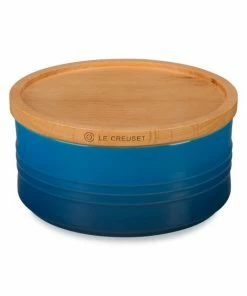 Discount ✔️ Le Creuset Marseille Stoneware Canister & Wood Lid 🔥