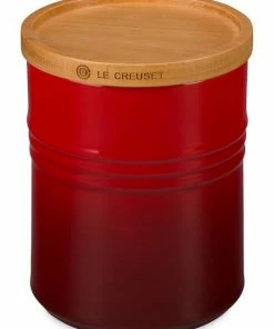 Best deal 🛒 Le Creuset 2.5-Quart Cerise Canister With Wood Lid 👏