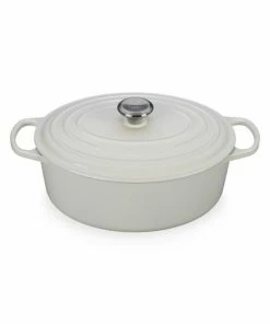 Promo π Le Creuset 6.75-Quart Signature Cast Iron Oval Dutch Oven Meringue β¨