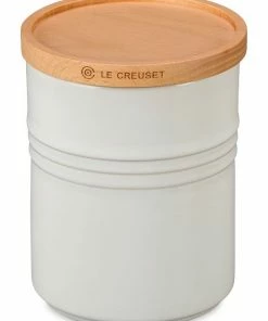Best Pirce 🛒 Le Creuset 2.5-Quart Stoneware Canister With Wood Lid ⭐
