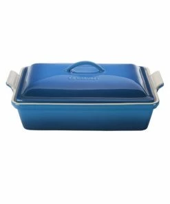 Cheapest 🛒 Le Creuset 4-Quart Heritage Stoneware Covered Rectangular Casserole Marseille 👏
