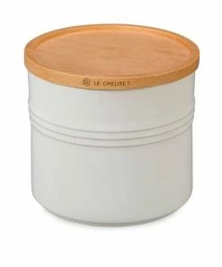 Budget 😉 Le Creuset 1.5-Quart Stoneware Canister With Wood Lid White 😍