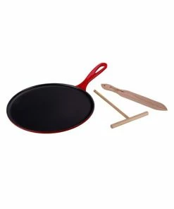 Best Sale 💯 Le Creuset 10.75" Cast Iron Crepe Pan With Rateau & Spatula ❤️