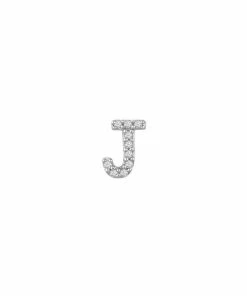 Best Sale 😀 Meira T 14K White Gold Diamond Intial Single Stud Earring Initial L 🔥