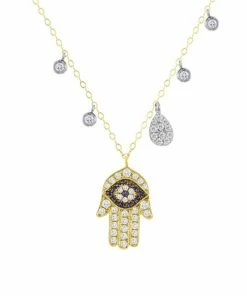 Best Sale 🤩 Meira T 14K Gold, Diamond & Sapphire Hamsa & Evil Eye Charm Necklace 🔥