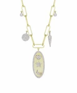 Best Sale 🔔 Meira T Moon & Star 14K Yellow Gold & Diamond Charm Necklace 🎁