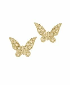 Buy 🎉 Meira T 14K Yellow Gold & Diamond Butterfly Stud Earrings 👏