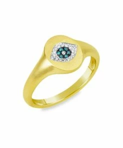 Promo 🌟 Meira T 14K Gold & Diamond Evil Eye Signet Ring 🛒