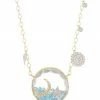 New 🎉 Meira T 14K Yellow Gold, Blue Topaz & Diamond Moon & Star Pendant Necklace 🛒