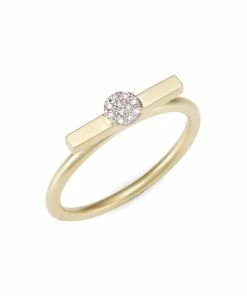 Hot Sale 😀 Meira T 14K Yellow & White Gold Diamond Disc Ring 🎁