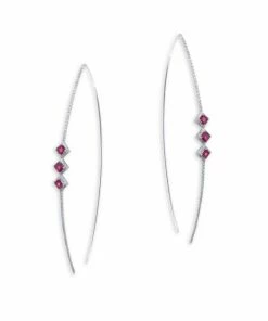 Best Sale π Meira T Diamond & Ruby Open Hoop Earrings π