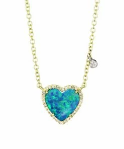 Promo 😍 Meira T 14K Yellow Gold, Diamond & Opal Heart Pendant Necklace ⌛
