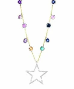 Brand new 🥰 Meira T 14K Yellow & White Gold, Diamond & Multi-Stone Star Pendant Necklace 🎁