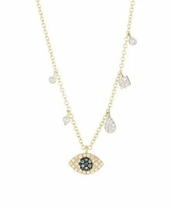 Cheap 🔥 Meira T 14K Yellow Gold, Diamond & Pearl Evil Eye Pendant Necklace 🔔
