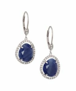 Wholesale ✔️ Meira T 14K White Gold, Diamond & Blue Sapphire Drop Earrings ⭐
