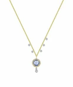 Hot Sale ❤️ Meira T Blue Sapphire Diamond Necklace In Yellow Gold 🎉