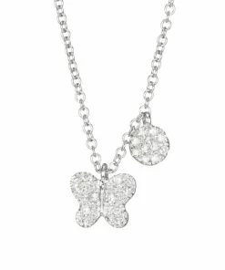 Promo 🎁 Meira T 14K White Gold Diamond Buttefly Pendant Necklace 🎁