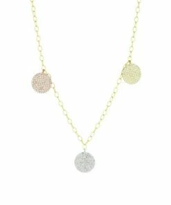 Cheap ❤️ Meira T 14K Tri-Tone Gold & Diamond Disc Necklace 👏