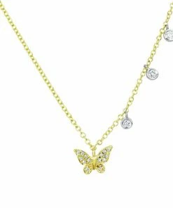 Brand new 😉 Meira T 14K Yellow Gold Butterfly Diamond Bezel Necklace ❤️