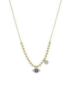 Buy ⭐ Meira T Two-Tone 14K Gold, Diamond & Sapphire Evil Eye Pendant Ball Chain Necklace 👏