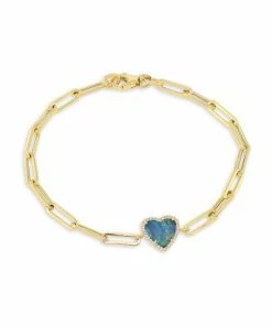 New 🎁 Meira T 14K Yellow Gold, Opal & Diamond Heart Pendant Bracelet ⌛