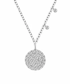 Best deal 🔥 Meira T 14K White Gold Diamond Disc Pendant Necklace ⌛
