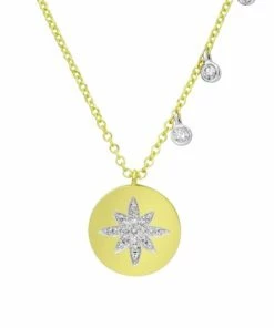 Outlet 😉 Meira T 14K Gold & Diamond Starburst Coin Necklace 🔔