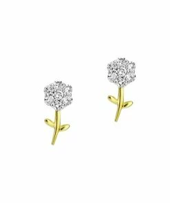 Brand new 💯 Meira T 14K Gold & Diamond Flower Stud Earrings 😀